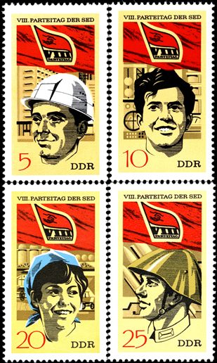 Briefmarken: DDR 1971, Mi.Nr. 1675-1678, Parteitag der SED (I). Postfrisch