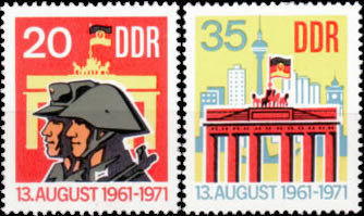 Briefmarken: DDR 1971, Mi.Nr. 1691-1692, 10 Jahre Berliner Mauer. Postfrisch