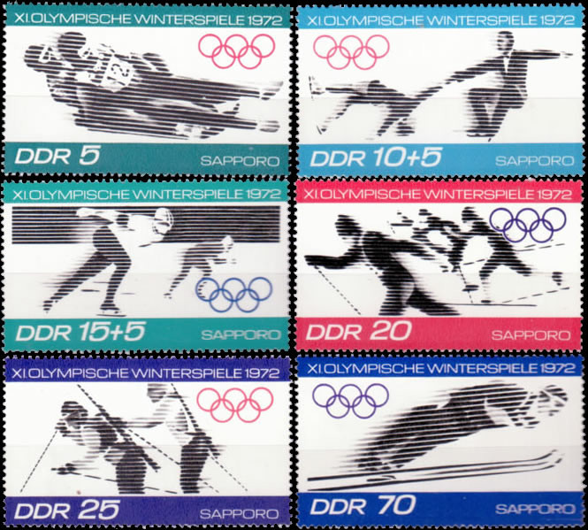 Briefmarken: DDR 1971, Mi.Nr. 1725-1730, Olympische Winterspiele 1972, Sapporo. Postfrisch