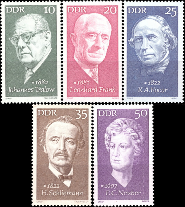 Briefmarken: DDR 1972, Mi.Nr. 1731-1735, Berühmte Persönlichkeiten. (VII). Postfrisch