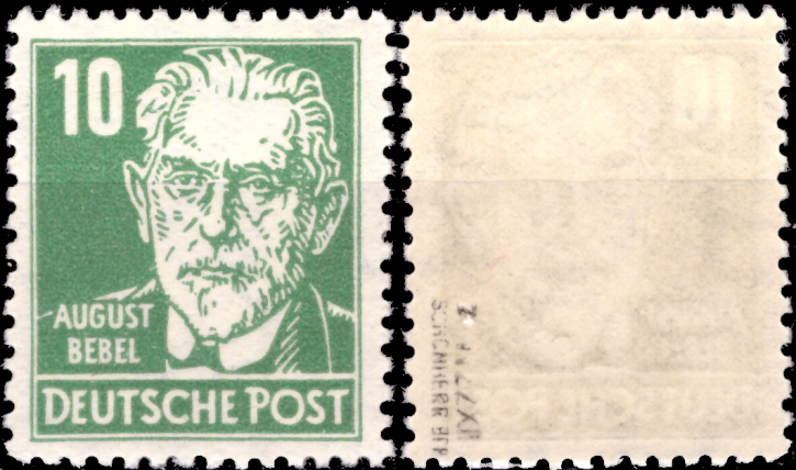Briefmarken Briefmarken DDR 1952, Mi.Nr. 330 vb WZ 2 XI, BPP Geprüft Schönherr, Persönlichkeiten (August Bebel), Postfrisch