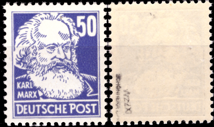 Briefmarken Briefmarken DDR 1952, Mi.Nr. 337 v WZ 2 XI, BPP Geprüft Schönherr, Persönlichkeiten (Karl Marx), Postfrisch