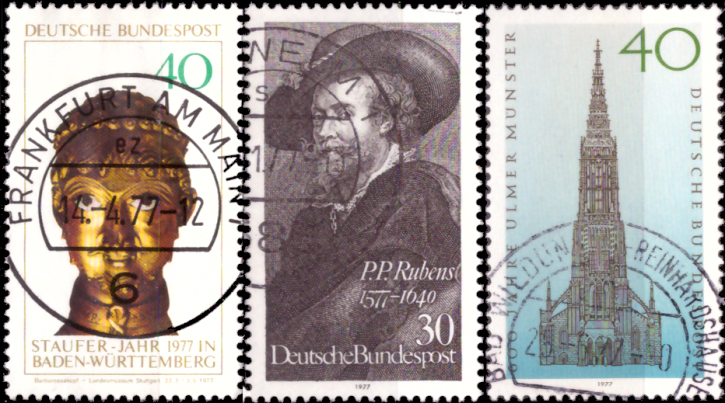 Briefmarken BRD (Bund) 1977, Mi.Nr. 933, 936, 937,  Gestempelt