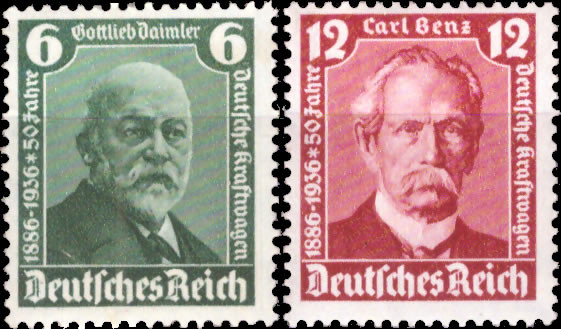 Briefmarken Deutsches Reich 1936, Mi.Nr. 604-605, Int. Automobilausstellung IAA, Postfrisch