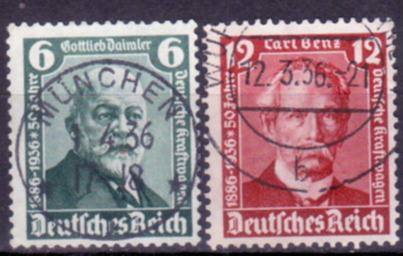 Briefmarken Deutsches Reich 1936, Mi.Nr. 604-605, Int. Automobilausstellung IAA, Gestempelt