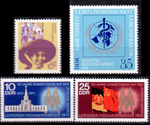 Briefmarken: DDR 1972, Mi.Nr. 1736,1743-1744,1748. Postfrisch