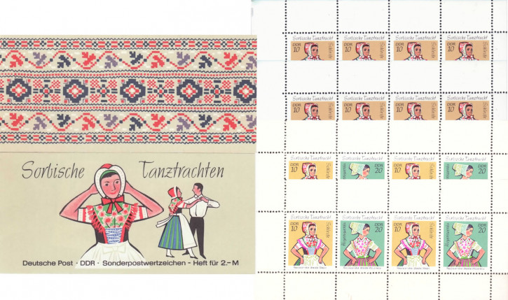 Briefmarken: DDR 1971, Markenheftchen Mi.Nr. MH 5 (1723-1724), Sorbische Mädchen-Tanztrachten (II). Postfrisch
