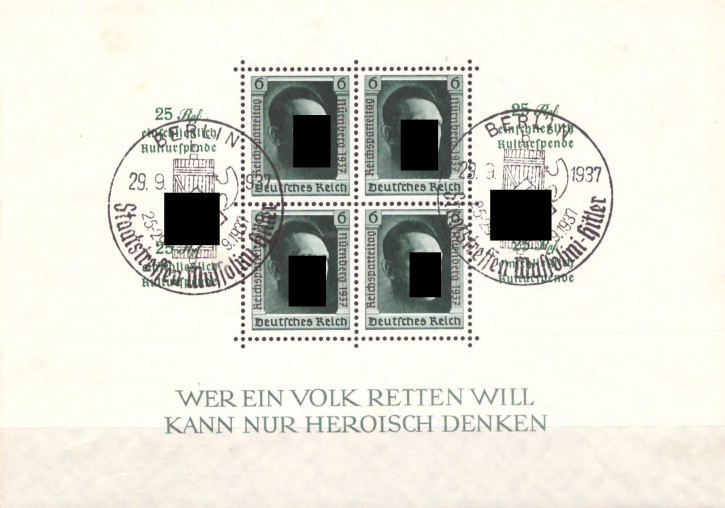 Briefmarken Deutsches Reich 1937, Mi.Nr. Block 11, Reichsparteitag, Gestempelt