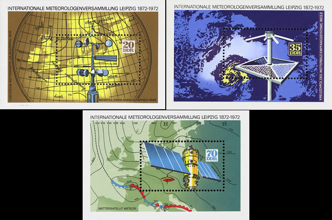 Briefmarken: DDR 1972, Mi.Nr. Block 34 - 36, 100 Jahre Meteorologen-Versammlungen. Postfrisch