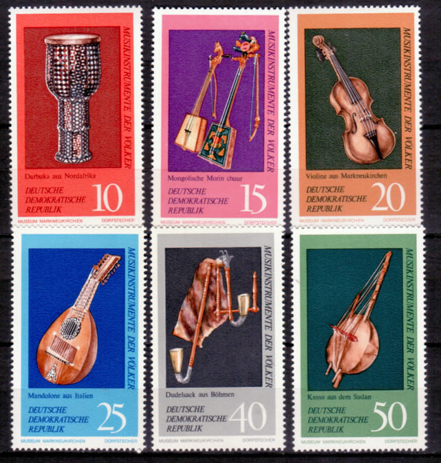 Briefmarken: DDR 1971, Mi.Nr. 1708-1713, Musikinstrumenten-Museum, Markneukirchen. Postfrisch