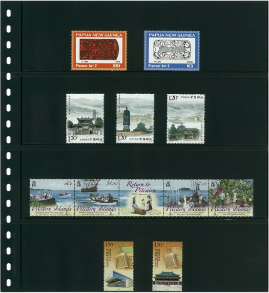 Lindner Omnia Einsteckblatt mit 4 Streifen (67 mm) pro Seite, schwarz, 10er-Packung
