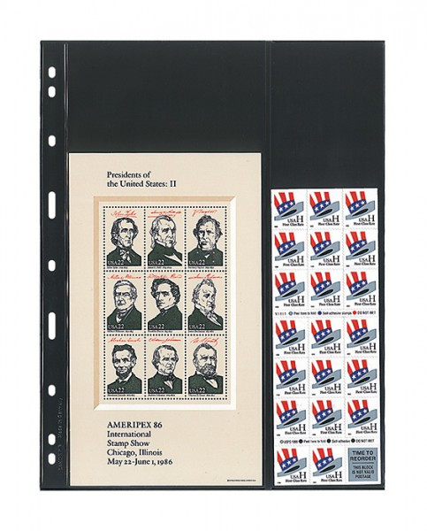 Lindner UNIPLATE Blätter mit 2 Streifen (122 und 70 mm), schwarz, 5er-Packung