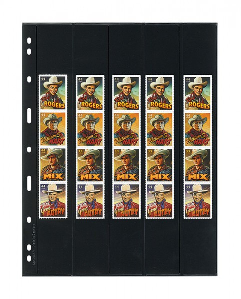 Lindner UNIPLATE Blätter mit 5 Streifen (38, 36 und 35 mm), schwarz, 5er-Packung