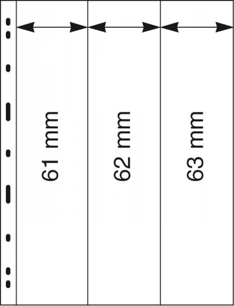 Lindner UNIPLATE Blätter mit 3 Streifen (61, 62 und 63 mm), glasklar, 5er-Packung