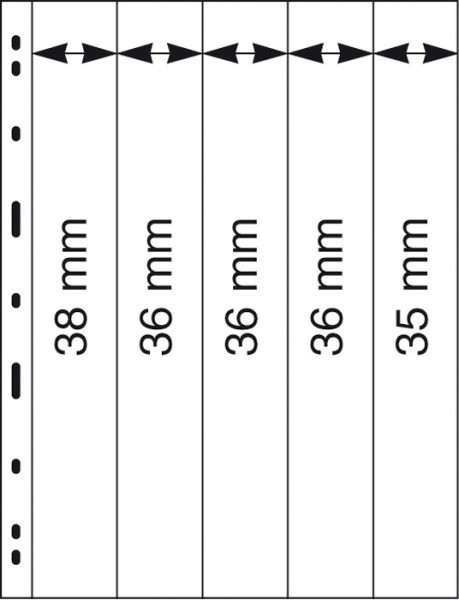 Lindner UNIPLATE Blätter mit 5 Streifen (38, 36 und 35 mm), glasklar, 5er-Packung