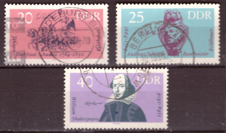 Briefmarken: DDR 1964, Mi.Nr. 1009-1011, Berühmte Künstler, Gestempelt