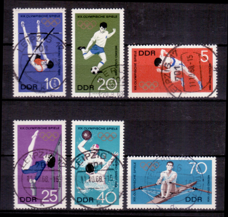 Briefmarken DDR 1968, Mi. Nr. 1404-1409, Olympia Mexiko-Stadt. Gestempelt