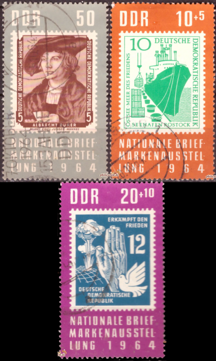 Briefmarken: DDR 1964, Mi.Nr. 1056-1058, Briefmarkenausstellung, Gestempelt