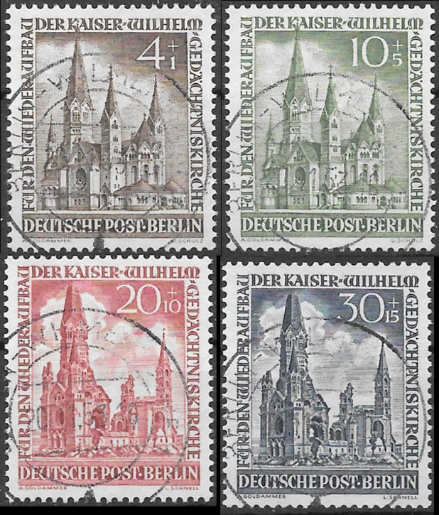Briefmarken Berlin 1953 Mi.Nr. 106-109, Kaiser-Wilhelm-Gedächtniskirche. Gestempelt
