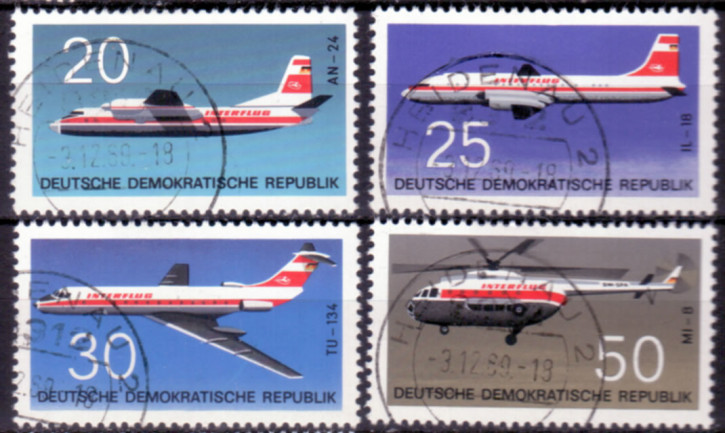 Briefmarken DDR 1969, Mi. Nr. 1524-1527, Flugzeuge (I). Gestempelt