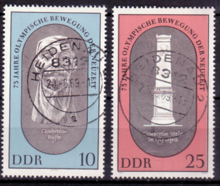 Briefmarken DDR 1969, Mi. Nr. 1489-1490, olympische Bewegung. Gestempelt