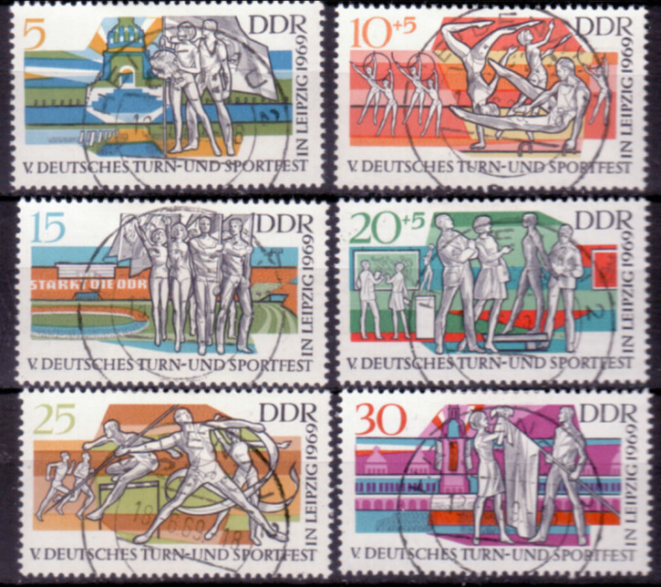 Briefmarken DDR 1969, Mi. Nr. 1483-1488, Turn- und Sportfest. Gestempelt