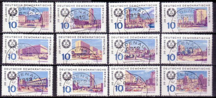 Briefmarken DDR 1969, Mi. Nr. 1495-1506, 20 Jahre DDR (I). Gestempelt