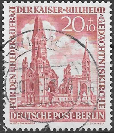 Briefmarken Berlin 1953 Mi.Nr. 108, Kaiser-Wilhelm-Gedächtniskirche. Gestempelt