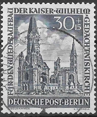Briefmarken Berlin 1953 Mi.Nr. 109, Kaiser-Wilhelm-Gedächtniskirche. Gestempelt