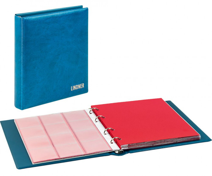 LINDNER karat-Ringbinder CLASSIC mit 4-Ring-Mechanik, mit 10 karat-Münzblättern - Blau