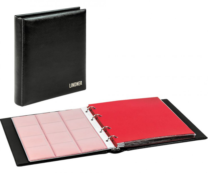 LINDNER karat-Ringbinder CLASSIC mit 4-Ring-Mechanik, mit 10 karat-Münzblättern - Schwarz