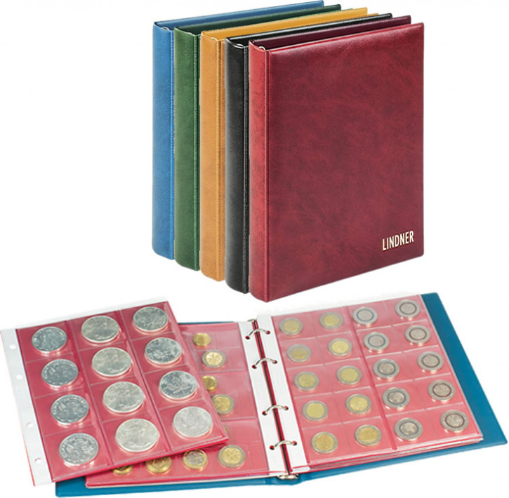 LINDNER karat-Ringbinder CLASSIC mit 4-Ring-Mechanik, mit 10 karat-Münzblättern
