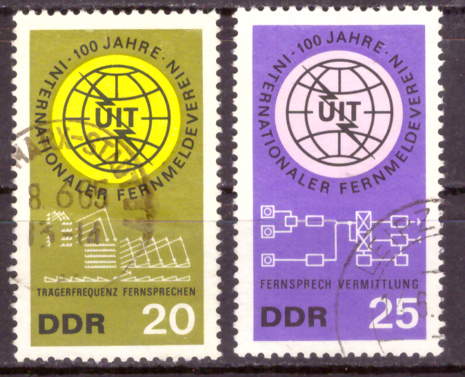 Briefmarken: DDR 1965, Mi.Nr. 1113-1114, Int. Fernmeldeunion (ITU), Gestempelt