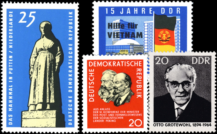 Briefmarken: DDR 1965, Mi.Nr. 1120, 1125, 1141, 1153, Postfrisch