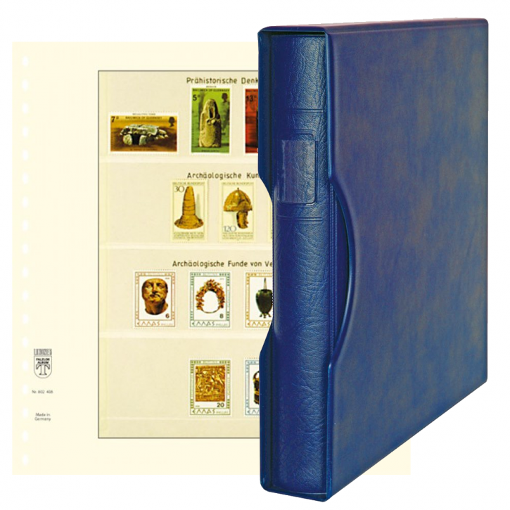 Lindner Komplettangebot: Ringbinder-Set REGULAR (1124) in Blau inkl. 2 10er-Packungen T-Blanko-Blätter 4 Streifen: 53/55 mm