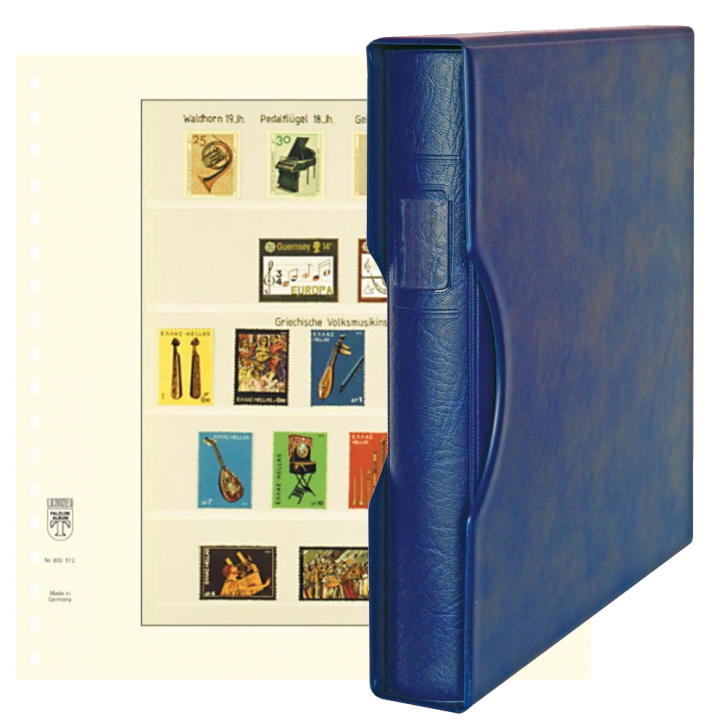 Lindner Komplettangebot: Ringbinder-Set REGULAR (1124) in Blau inkl. 2 10er-Packungen T-Blanko-Blätter 5 Streifen: 38/43/44 mm