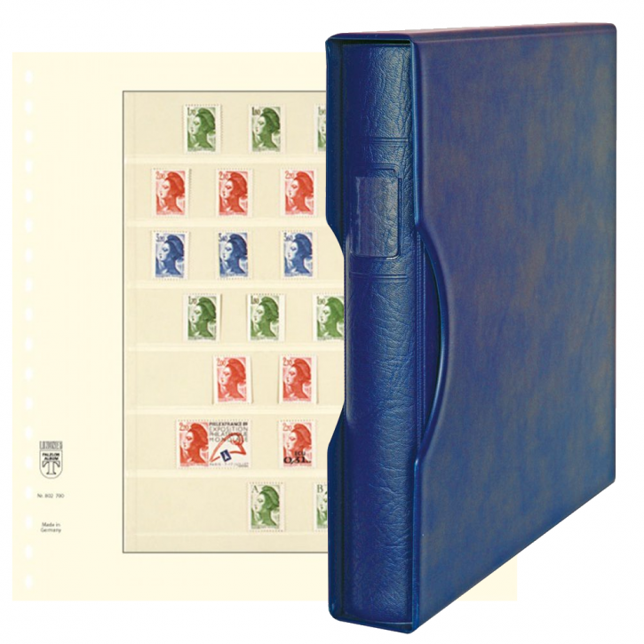 Lindner Komplettangebot: Ringbinder-Set REGULAR (1124) in Blau inkl. 2 10er-Packungen T-Blanko-Blätter 7 Streifen: 28/30 mm