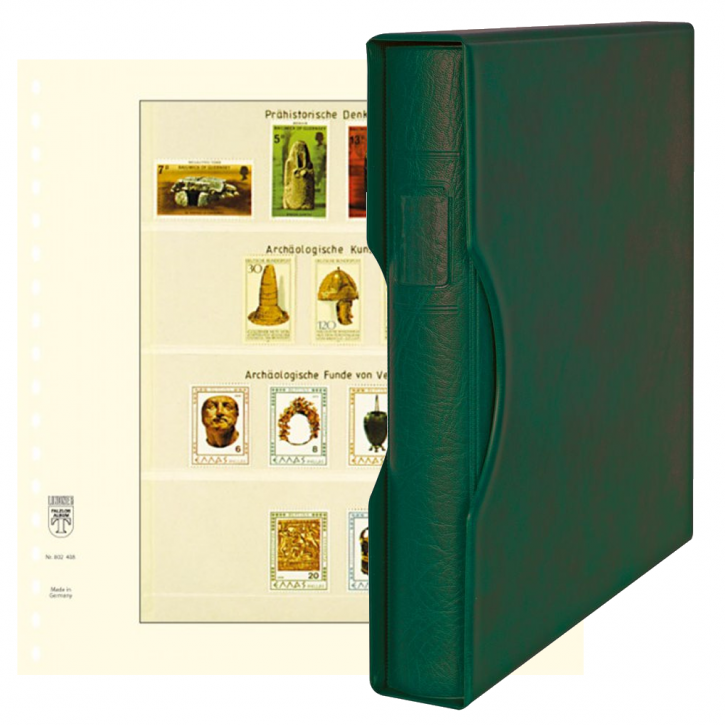 Lindner Komplettangebot: Ringbinder-Set REGULAR (1124) in Grün inkl. 2x 10er-Packungen T-Blanko-Blätter 4 Streifen: 53/55 mm