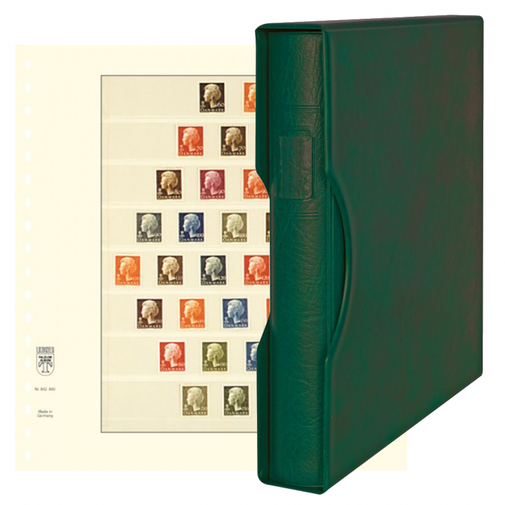 Lindner Komplettangebot: Ringbinder-Set REGULAR (1124) in Grün inkl. 2x 10er-Packungen T-Blanko-Blätter 8 Streifen: 24/25 mm