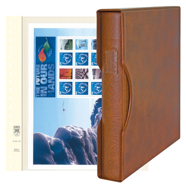 Lindner Komplettangebot: Ringbinder-Set REGULAR (1124) in Hellbraun inkl. 2x 10er-Packungen T-Blanko-Blätter 1 Tasche 290 mm