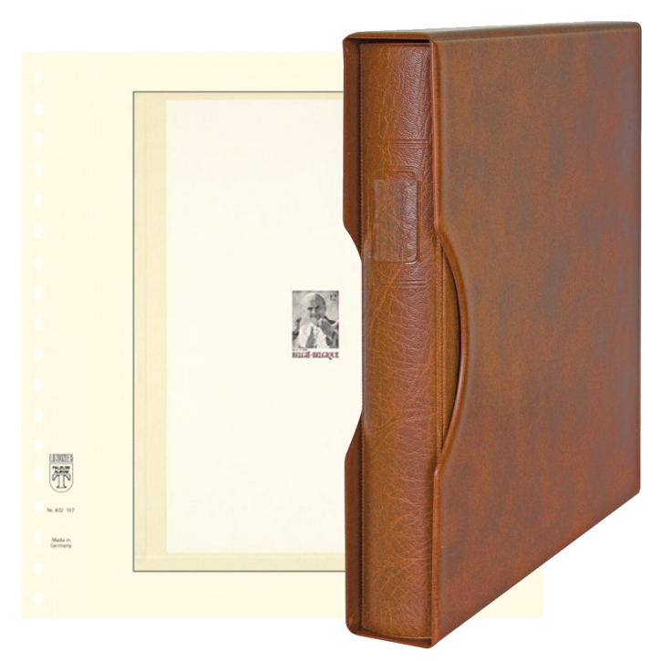Lindner Komplettangebot: Ringbinder-Set REGULAR (1124) in Hellbraun inkl. 2x 10er-Packungen T-Blanko-Blätter 1 Tasche 238 mm