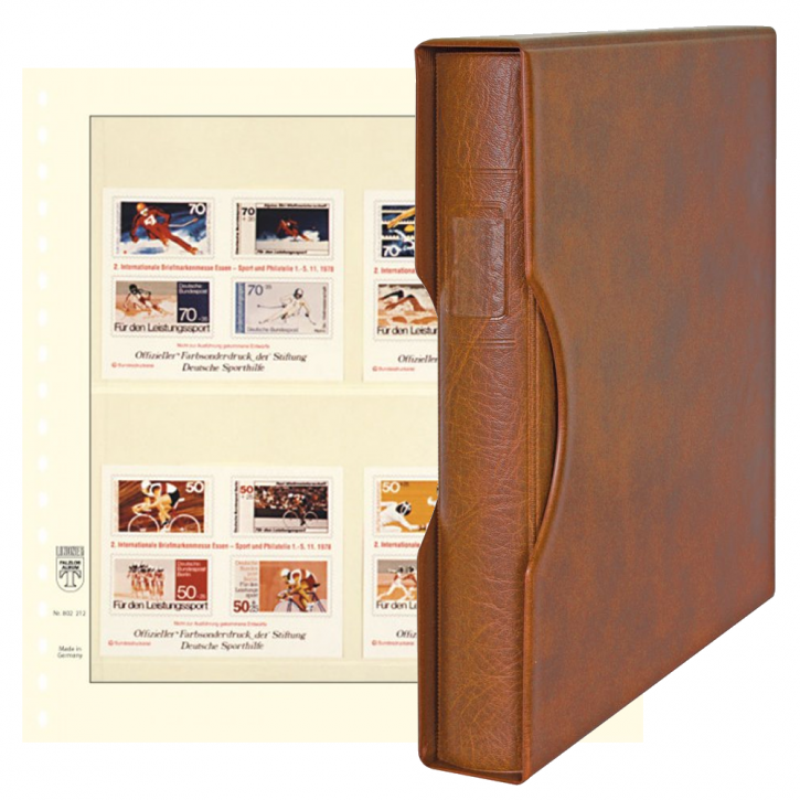 Lindner Komplettangebot: Ringbinder-Set REGULAR (1124) in Hellbraun inkl. 2x 10er-Packungen dT-Blanko-Blätter 2 Streifen 114/116 mm