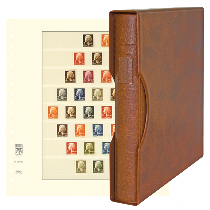 Lindner Komplettangebot: Ringbinder-Set REGULAR (1124) in Hellbraun inkl. 2x 10er-Packungen T-Blanko-Blätter 8 Streifen: 24/25 mm