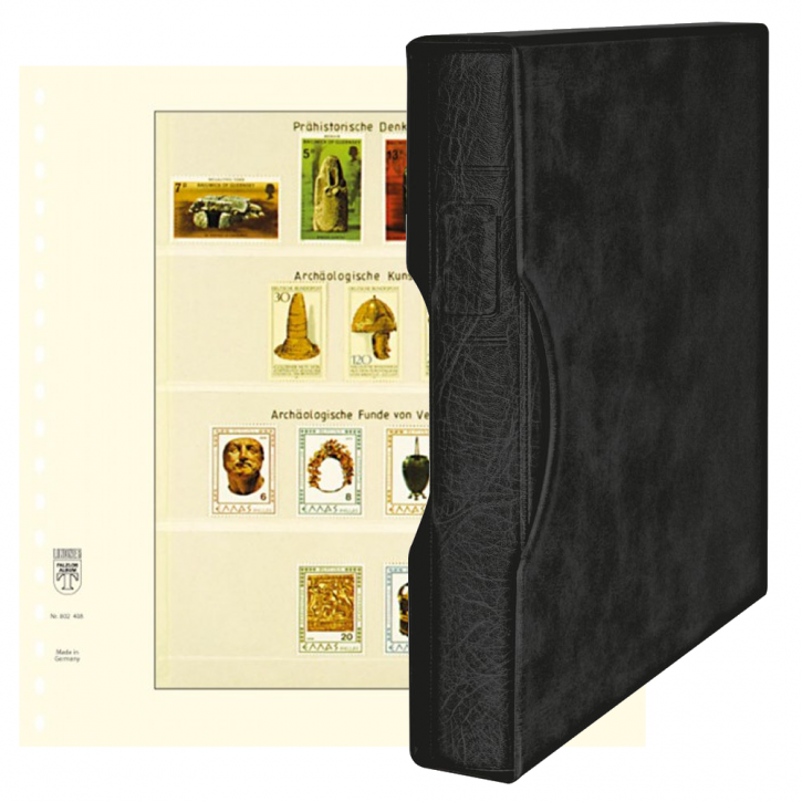Lindner Komplettangebot: Ringbinder-Set REGULAR (1124) in Schwarz inkl. 2x 10er-Packungen T-Blanko-Blätter 4 Streifen: 53/55 mm