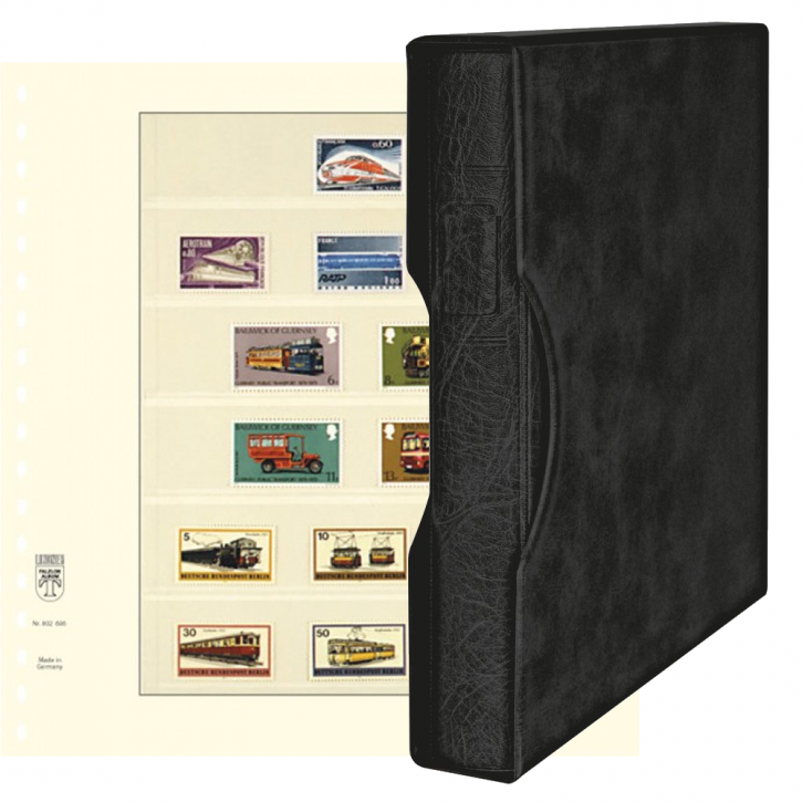 Lindner Komplettangebot: Ringbinder-Set REGULAR (1124) in Schwarz inkl. 2x 10er-Packungen T-Blanko-Blätter 6 Streifen: 33/35 mm
