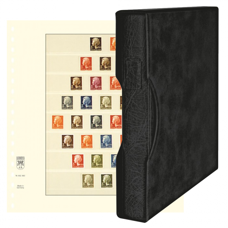 Lindner Komplettangebot: Ringbinder-Set REGULAR (1124) in Schwarz inkl. 2x 10er-Packungen T-Blanko-Blätter 8 Streifen: 24/25 mm