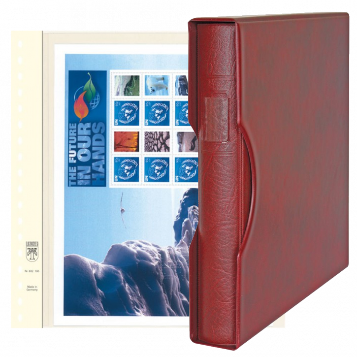 Lindner Komplettangebot: Ringbinder-Set REGULAR (1124) in Weinrot inkl. 2x 10er-Packungen dT-Blanko-Blätter 1 Tasche 290 mm