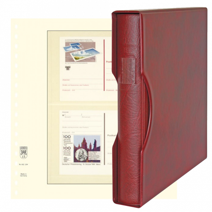 Lindner Komplettangebot: Ringbinder-Set REGULAR (1124) in Weinrot inkl. 2x 10er-Packungen dT-Blanko-Blätter 2 Streifen 120/119 mm
