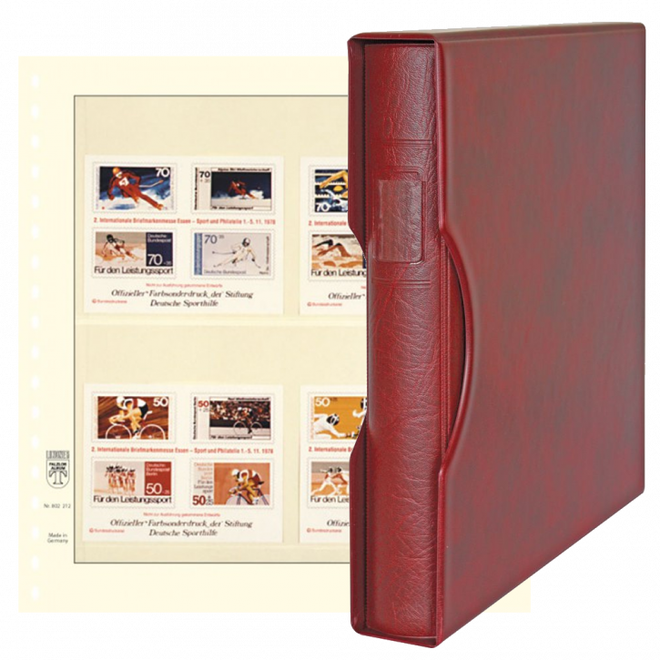 Lindner Komplettangebot: Ringbinder-Set REGULAR (1124) in Weinrot inkl. 2x 10er-Packungen dT-Blanko-Blätter 2 Streifen 114/116 mm