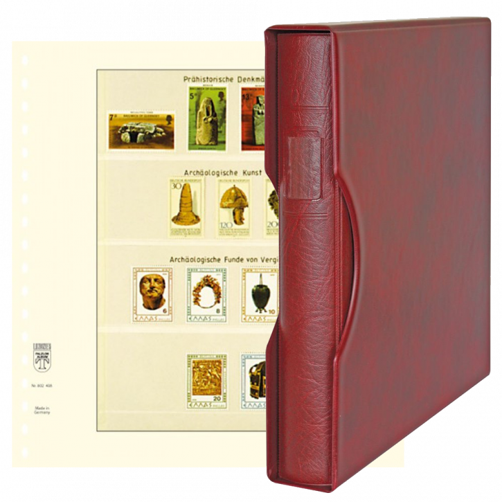 Lindner Komplettangebot: Ringbinder-Set REGULAR (1124) in Weinrot inkl. 2x 10er-Packungen T-Blanko-Blätter 4 Streifen: 53/55 mm